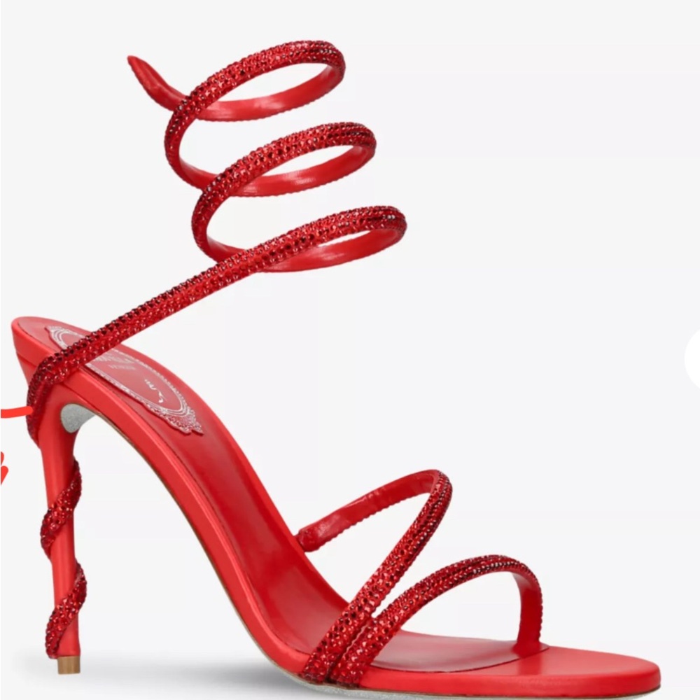 Rene Caovilla Margot Sparkling Red Spiral Heels size 35